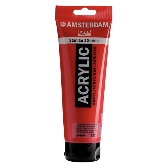 Standard Series Acrylfarbe Tube 250 ml Transparentrot Mittel 317 - PackshotFront