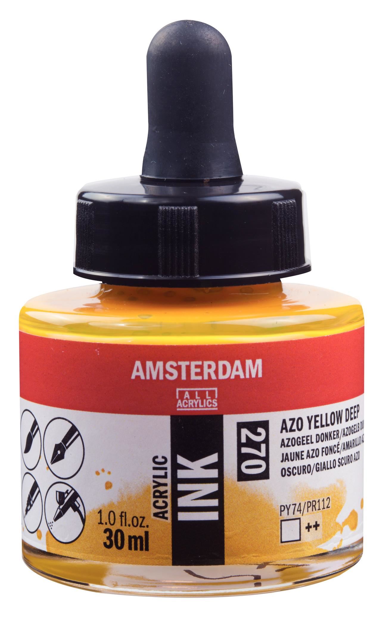 Acrylic ink bottle 30 ml Azo Yellow Deep 270 Amsterdam Acrylics