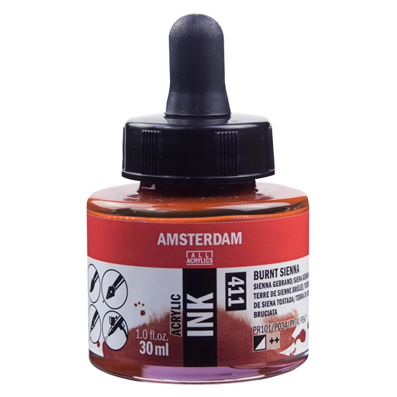 Acrylic ink bottle 30 ml Burnt Sienna 411 - PackshotFront